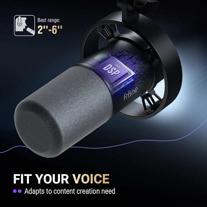 FIFINE AmpliTank K688CT Podcast Microphone Kit, USB/XLR Dynamic Vocal Mic | Streaming Mic with Boom Arm for PC/XLR Mixer, with Mute Button, Headphone Jack, Gain Knob, for Gaming Voice-Over Recording