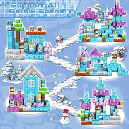GraceDuck Magnetic Blocks - 150PCS Magnetic Blocks Build Ice Castle - Magnetics Toys for Montessori Toddler Easter Christmas Birthday Gifts - STEM Sensory Toys for 3 4 5 6 7 8 9 10 Year Old Girls