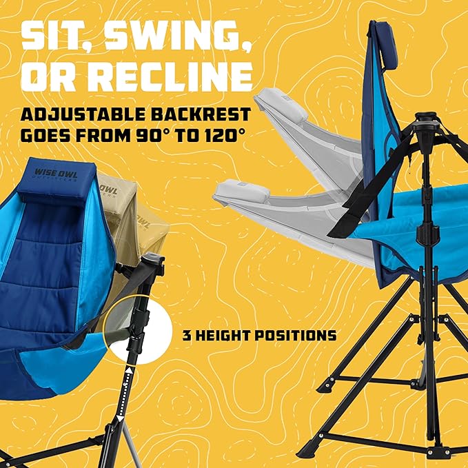 Wise Owl Outfitters Hammock Chair for Adults – Comfortable Portable Folding Rocking Camping Chair with Carry Bag – Great for Lawn, Campsite & Outdoors