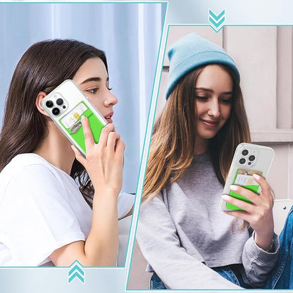 SHANSHUI Card Holder for Phone Case, Silicone Sticky Sleeve Pocket Stick on Business ID Credit Card Cell Phone Wallet Fitting for iPhone, Android & Most Smartphones, 5 PCS Grey White Yellow Green Pink