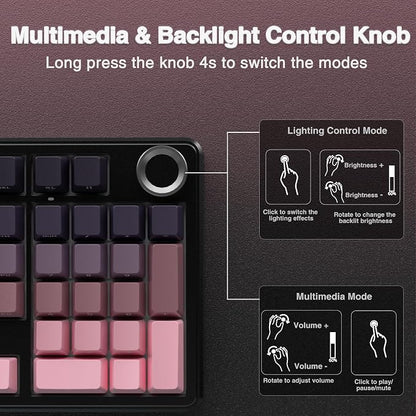 AULA F99 Pro Wireless Mechanical Keyboard with Knob,Tri-Mode BT5.0/USB-C/2.4GHz Hot Swappable Keyboard,Gasket Structure,Creamy Sound,RGB Backlit Computer Gaming Keyboards