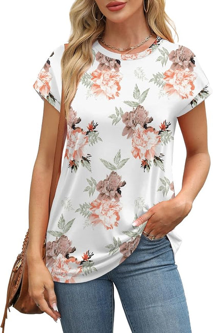 Alaroo Womens Summer Tops Short Sleeve Shirts Crew Neck Tshirt Cute Trendy Tunic Blouses (S-3XL)