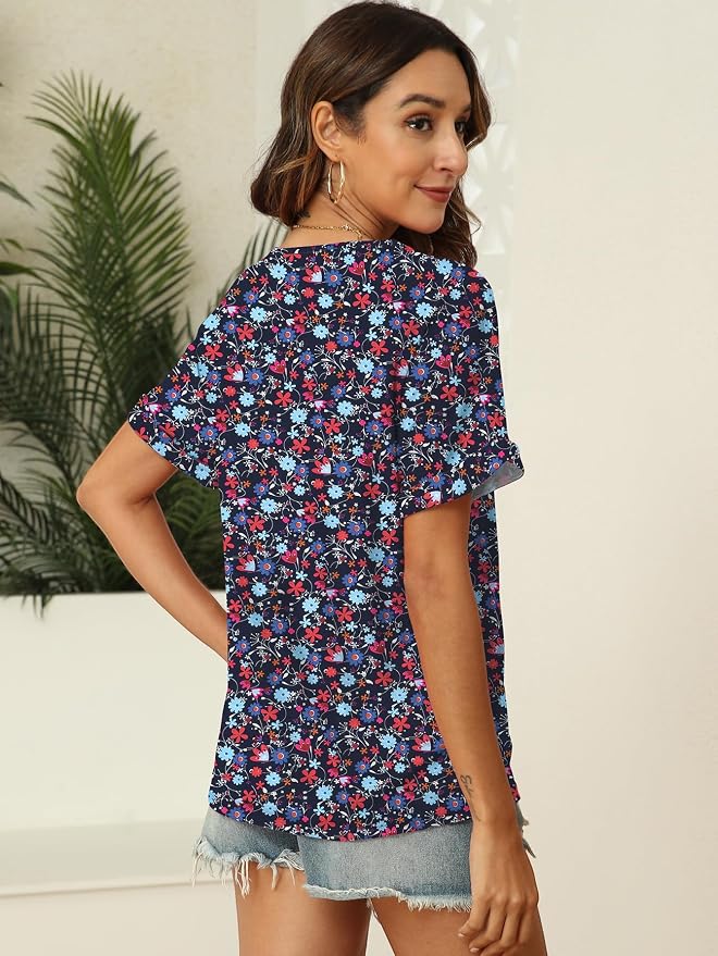 T Shirts Short Sleeve V Neck Tees Womens Tops Beach Vacation Fashion Clothes 2026 Casual Summer Spring Fall Outfits