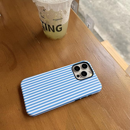 for iPhone 14 Pro Case Striped Cute Aesthetics Phone Case Trendy Protective Shockproof Cover for iPhone 14 Pro Blue White