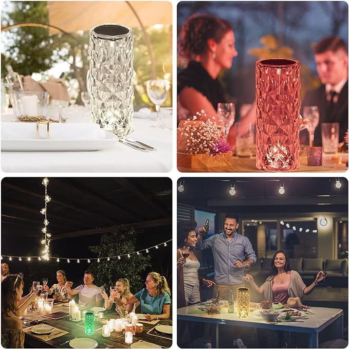 BGFHome Crystal Table Lamp RGB Color Changing Night Light ，Romantic LED Rose Diamond Touch Lamps for Living Room (Remote & Touch