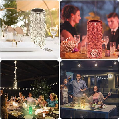 BGFHome Crystal Table Lamp RGB Color Changing Night Light ，Romantic LED Rose Diamond Touch Lamps for Living Room (Remote & Touch