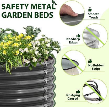 A ANLEOLIFE 5-Pack 6X2X1.5ft & 12X3X1.5ft Deep Root Galvanized Raised Garden Beds Outdoor for Planting Vegetables Flowers Herb, Quartz Grey