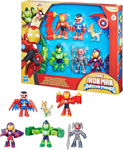 Marvel Iron Man and his Awesome Friends Armored-Up Avengers Pack, 3-Inch (7.6 CM) Action Figures, Toy Playsets for Boys & Girls, Ages 3+
