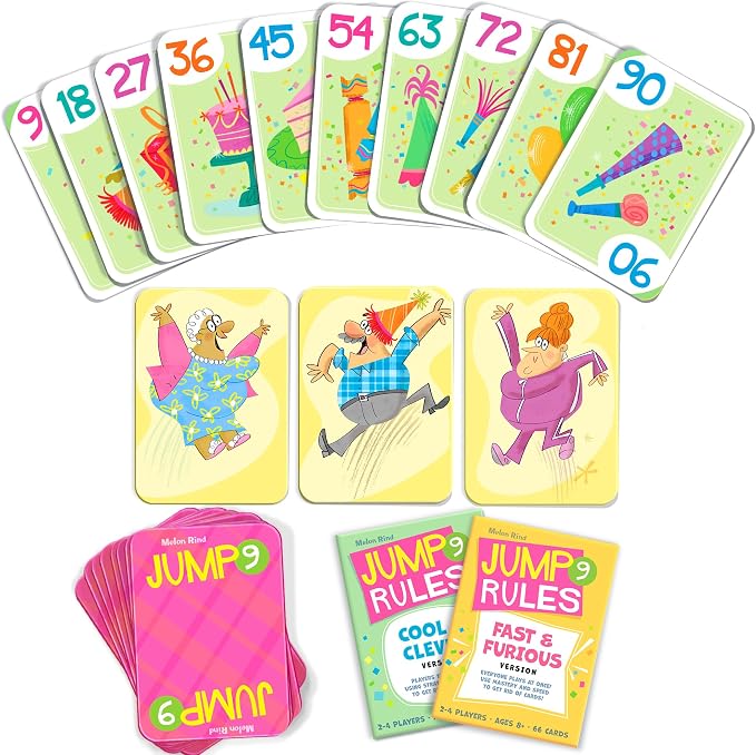 Melon Rind Jump 9, Math Game for Kids Learning Multiples of 9, Lively, Fun Card Game, Quick Activity for Boosting Math Confidence, Screenless Fun, Ages 8+