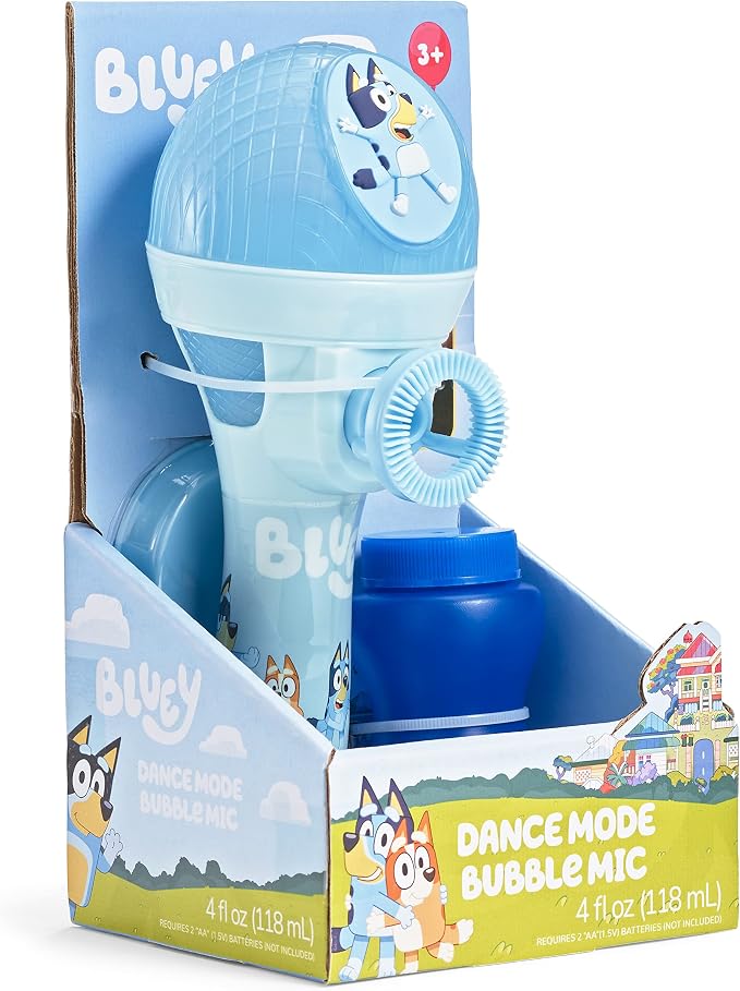 BLUEY Dance Mode Bubble Machine and Toy Microphone | Bluey Toy for Baby, Toddlers and Kids | Includes Bubble Solution