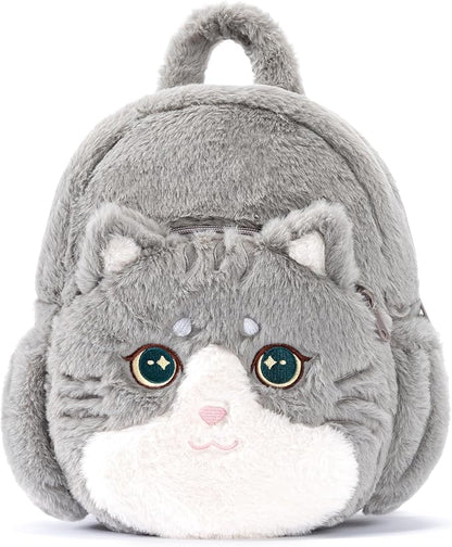 Lazada Adorable Grey Cat - Shaped Plush Backpack for Kids & Teens | Soft, Cuddly & Functional School and Travel Companion 11Inches