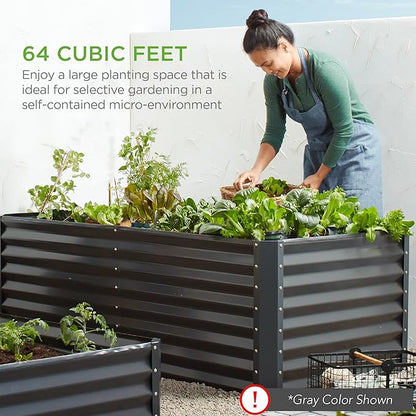 Best Choice Products 8x4x2ft Outdoor Metal Raised Garden Bed, Deep Root Planter Box for Vegetables, Herbs & Flowers, 478-Gallon Capacity, 100% Non Toxic Materials - Navy