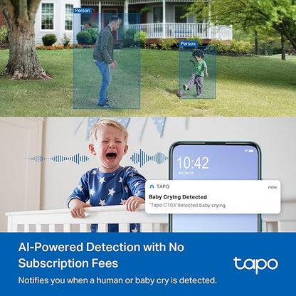 Tapo 1080p Indoor/Outdoor Security Camera - Free Person/Motion/Baby Cry Detection, Color Night Vision, IP65 Weatherproof, SD/Cloud Storage, Works w/Alexa & Google Home HybridCam
