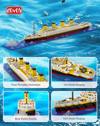 dOvOb Micro Mini Blocks Titanic Model Building Set with 2 Figure, 1872 Piece Mini Bricks Toy, Gift for Adults and Kids