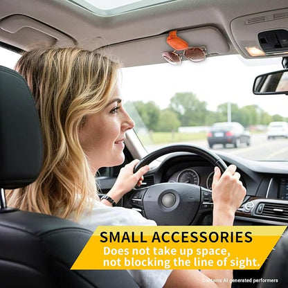 Yuoyar Magnetic Leather Sunglasses Holder for Car, 2 Packs (Orange) | Magnetic Car Visor Accessories
