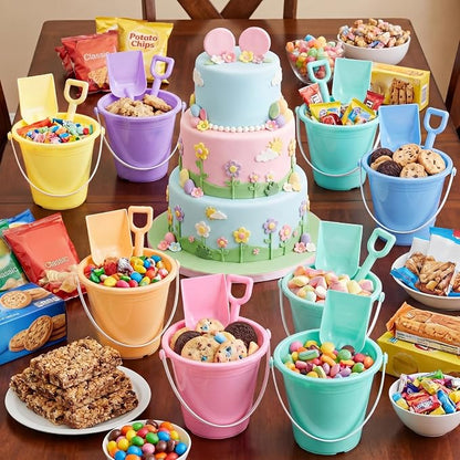 Lunmon 72 Pcs Beach Toys for Kids 24 Set Sand Buckets Shovels Bulk Pastel Beach Balls Inflatable Sand Toys for Girls Boys Toddlers Games Birthday Summer Pool Party Favor (Macaron, Stylish)
