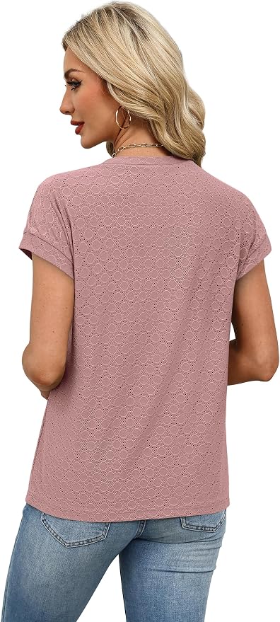 Alaroo Womens Summer Tops Short Sleeve Shirts Crew Neck Tshirt Cute Trendy Tunic Blouses (S-3XL)