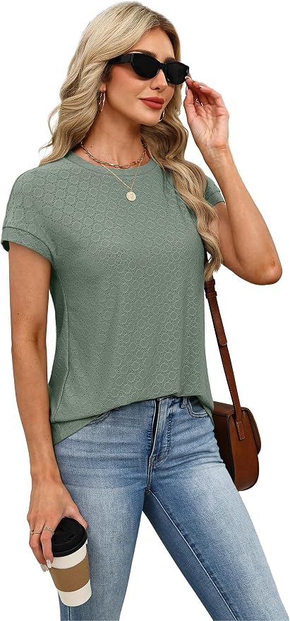 Alaroo Womens Summer Tops Short Sleeve Shirts Crew Neck Tshirt Cute Trendy Tunic Blouses (S-3XL)