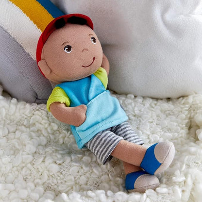 HABA Snug Up Gabriel - 10" Soft Doll, Machine Washable Baby Boy Doll - Perfect Snuggly First Soft Toddler Plush Figure for 6 Months and Up
