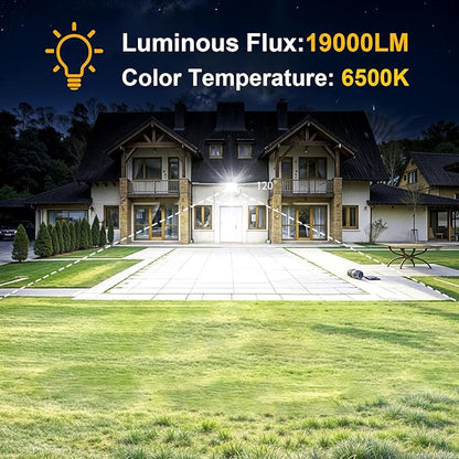 Onforu 200W Flood Lights Outdoor,19000lm Bright LED Work Light with Plug,6500K Daylight White LED Flood Lighting,IP66 Waterproof Security Yard Lights for Yard Garage Stadium 2 Pack