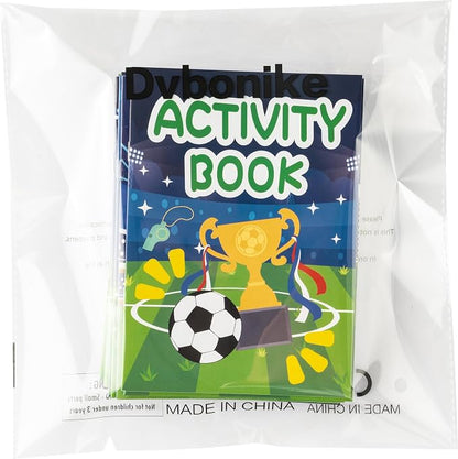 Dvbonike 24Pcs Soccer Activity Books for Kids - Football Mini Fun Games Coloring Book in Bulk Animals Sport Goal Party Favors Goodie Bags Stuffers for Birthday Classroom School Rewards Supplies
