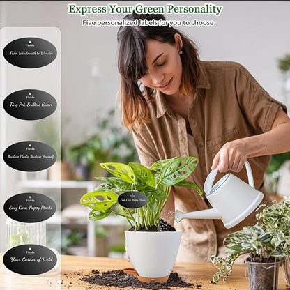 Self Watering Pots for Inoor Ourdoor Plants 8/7/6.5/6/5 Inch Plastic Planters with Drainage Holes & Water Level Indicator, Decorative House Flower Nursery Planting Pots with Saucers (White)