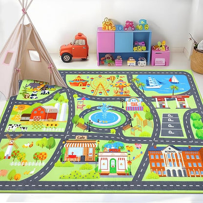 HEBE Kids Play Rug 4'x6' ABC Alphabet Numbers Shapes Educational Kid Area Rug Washable Baby Crawling Mat Non Slip Kid Play Mat Carpet for Girl Boy Bedroom Playroom