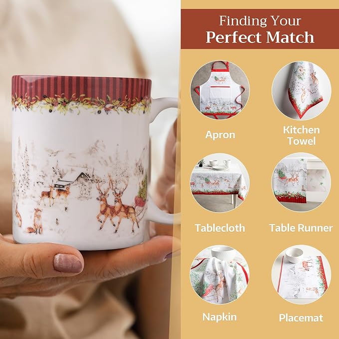 Maison d' Hermine Coffee Mug with Handles Tea Cups (15 Ounce, Pack of 1) | Fine Bone China Coffee Mugs for Hot Beverages Cappuccino Latte Home Hotel Spring Summer -Christmas Tradition - Landscape