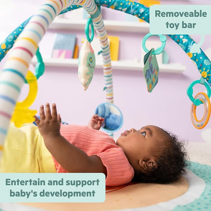 Bright Starts Disney Baby Stitch Party in Paradise Play Gym & Mat, Includes 5 Take Along Toys with Removable Stich Plush, Ages 0M+