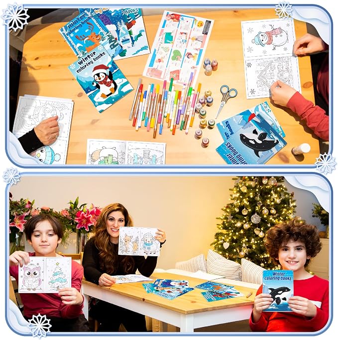 90shine 24PCS Winter Coloring Books Party Favors for Kids - Bulk Christmas Goodie Bag Stocking Stuffers Gifts Ages 2-4 3-5 4-8