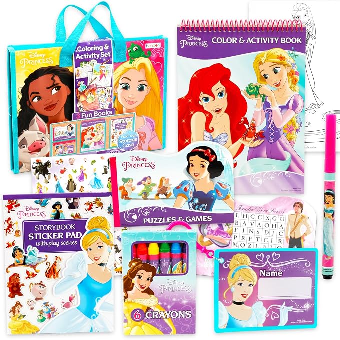 Disney Princess Ultimate Activity Set - Arts and Crafts Portfolio with Coloring Books, Stickers, Games, Puzzles, Drawing and More | Disney Princess Activities for Girls, Kids