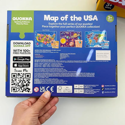 United States Puzzles for Kids Ages 8-10 - 70 Pcs Jigsaw Floor USA Map Puzzles for Kids Ages 6-8 - Includes 50 Cards with 400+ USA Facts - US State & Capitals Educational Gift for Children 4-8
