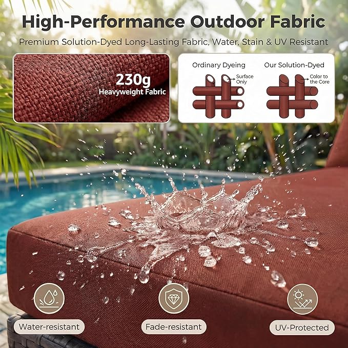 NICESOUL 11 Piece L Shape Patio Furniture Set, 29.3'' High Back Comfy Rattan Outdoor Conversations, Big Size Deep Seated Contemporary Sectionals for Backyard Deck Porch, 2 Color Cushion Red & Gray