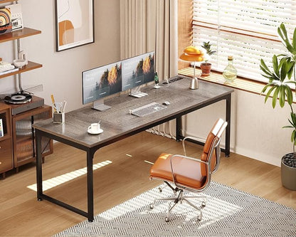 Coleshome 71 Inch Computer Desk with Power Outlet | Extra-long workspace • Fits dual monitors • Stable steel frame • Spacious legroom • Home office & gaming