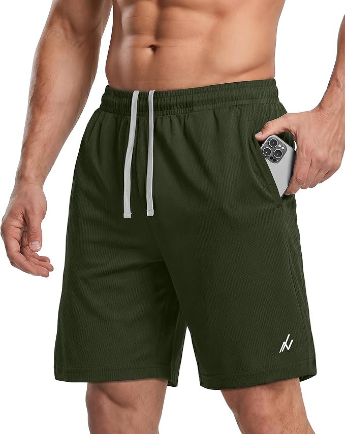 Quick Dry Knit Men's Athletic Shorts Loose-Fit Running Workout Gym Shorts