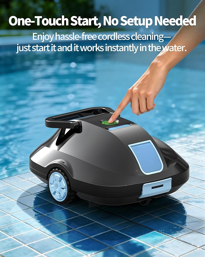 2026 Upgrade Robotic Pool Cleaner -Up to 250-Min Cordless Automatic Pool Vacuum Robot for Above Ground & Inground Pools -Powerful Suction Self-Parking for Swimming Pool up to2200 Sq. Ft Black