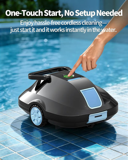2026 Upgrade Robotic Pool Cleaner -Up to 250-Min Cordless Automatic Pool Vacuum Robot for Above Ground & Inground Pools -Powerful Suction Self-Parking for Swimming Pool up to2200 Sq. Ft Black