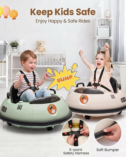 Garvee 12V Kids Ride On Bumper Car with Parental Remote Control, 360° Spin Electric Toddler Bumping Car, LED Lights, Safety Belt & Music, Ride On Cars for 18 Months+ Toddlers