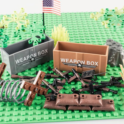 36 Pcs Weapons Pack Military U.S Field Force Weapons Toy Set - Brown Weapons Accessories Weapon Battle Building Blocks Compatible with Major Brand, 3 Years Old and up