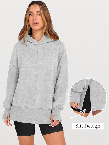 ANRABESS Womens Oversized Hoodies Long Sleeve Fleece Side Slit Hooded Sweatshirts Pullover 2026 Fall Outfits Y2K Clothes