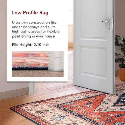 nuLOOM Carolyn Machine Washable Tribal Motif Ultra Thin Area Rug, 8' x 10', Rust