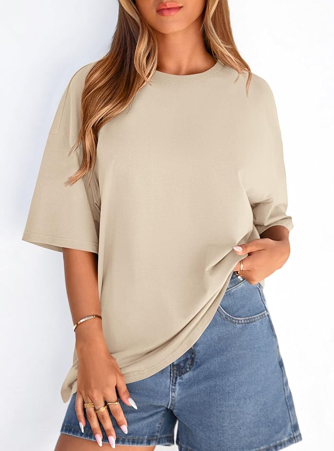 PRETTYGARDEN Womens 2026 Spring Going Out Tops Casual Short Sleeve Crewneck Loose Fit Basic Oversized T Shirts Summer Outfits
