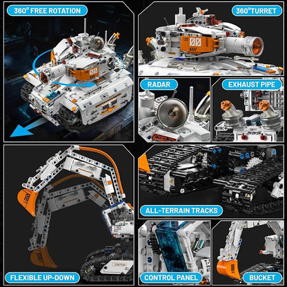 HPROMOT 2 in 1 STEM Building Kit, 1129PCS App & Remote Control Excavator Tank Coding Robot, Technic Programmable Construction Blocks, Educational Engineering Science Gift for Boys Girls Ages 8-16