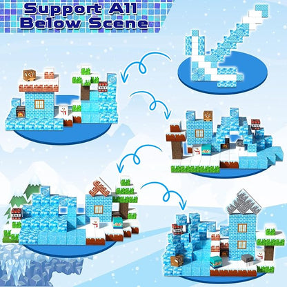 GraceDuck Magnetic Blocks - 100PCS Magnetic Blocks Build Ice Castle - Magnetics Toys for Montessori Toddler Easter Christmas Birthday Gifts - STEM Sensory Toys for 3 4 5 6 7 8 9 10 Year Old Girls