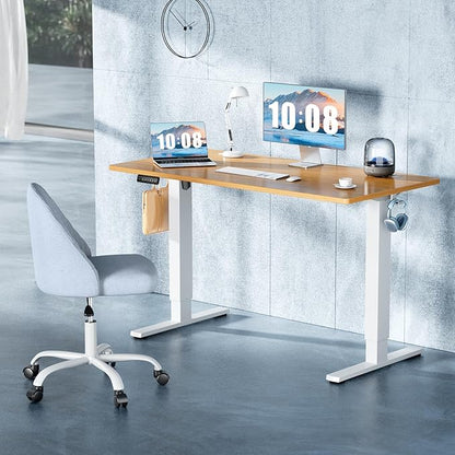 DUMOS 40 Inch Electric Standing Desk, Memory Adjustable Home Office Desk | Sit Stand Up Desk for Work Home Office,Adjustable Desk, Rising Computer Table with Splice Board,Cable Management,Hook,Oak