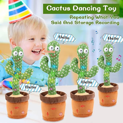 Dancing Talking Cactus Toy for Baby Boys Girls Toys, Adjustable Volume Dancing Cactus Toy Singing Mimicking Recording Repeating What You Say with LED English Sing Talking 15 Second Voice Recorder