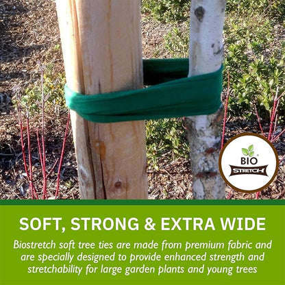Extra Wide Soft Tree Ties - Strong & Stretchy Support for Large Plants & Young Trees - Cut-to-Length Green Garden Tape for Home & Professional Gardening (52 ft / 16M)