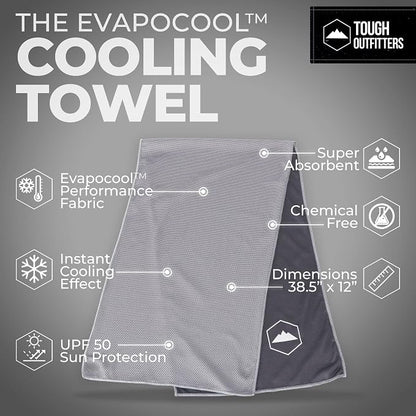 Tough Outdoors Cooling Towels for Neck Face - Neck Cooling Towel for Hot Weather Yoga Sports Golf Sweat - Instant Cold Towel