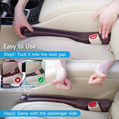 Car Seat Gap Filler Set of 2, 3IN1 Seat Side Gap Filler Plug with Storage Slot & Hook Function, Soft Foam Universal Fit Car SUV Truck Fill Gap Between Seats Console Organizer（Narrow Espresso brown）