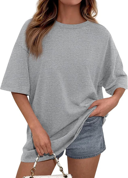 PRETTYGARDEN Womens 2026 Spring Going Out Tops Casual Short Sleeve Crewneck Loose Fit Basic Oversized T Shirts Summer Outfits